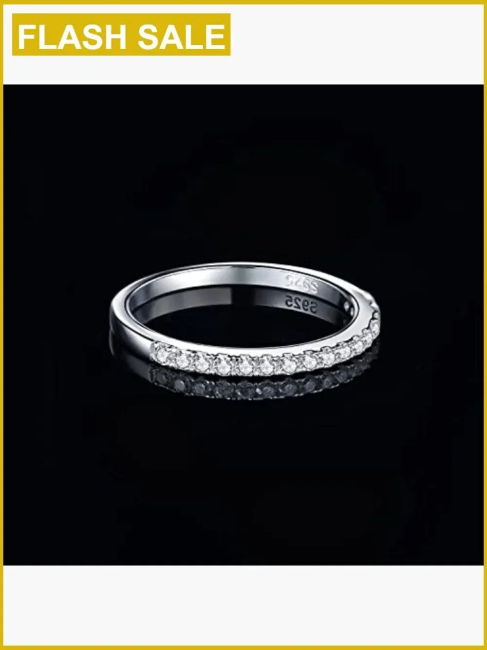 Moissanite Half Eternity Wedding Band Round Cut Sterling Silver Ring Size 6